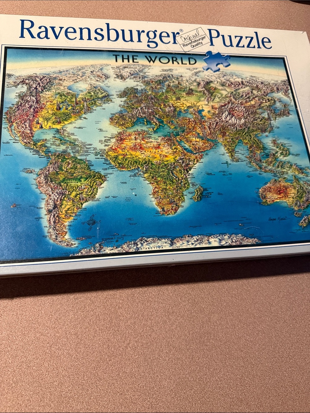 Ravensburger The World Puzzle - Blue and Multicolor Map Illustration